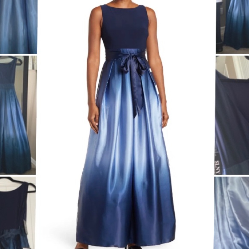 SLNY Ombré Satin Gown with pockets. Size 4. Navy blue.